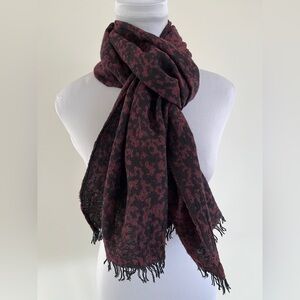 KALEIDOS MODA Oblong Winter Scarf Burgundy Black Abstract Print Cozy Coat Scarf